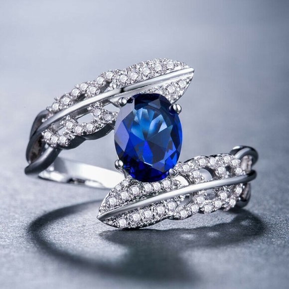 Gorgeous 925 Silver Blue Sapphire Ring New - Picture 2 of 4